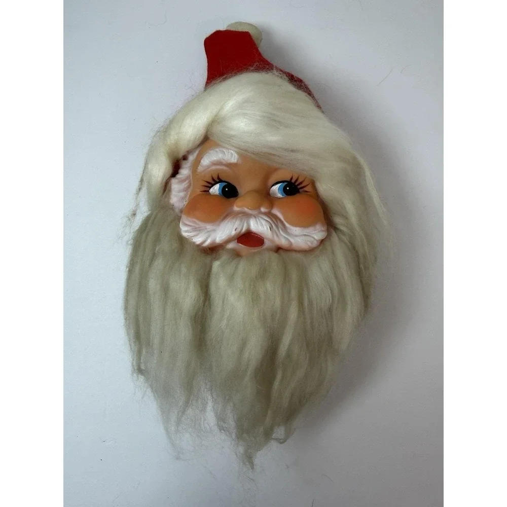 Vintage Santa Claus Head Face Musical Pull String Works Japan NEEDS CLEANING
